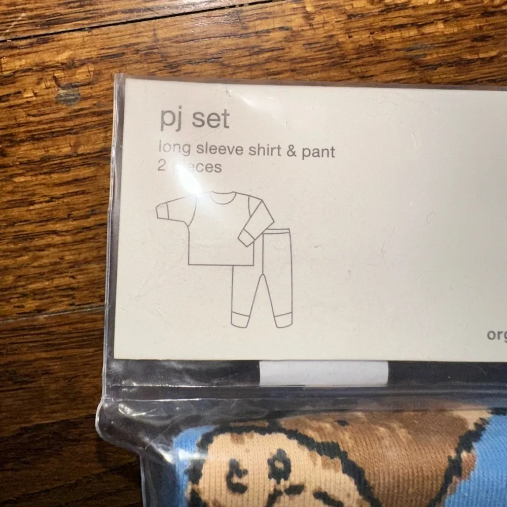 GAP Blue Organic Brushed Cotton Pajama Set with Teddy Bear Print - NWT 2Years